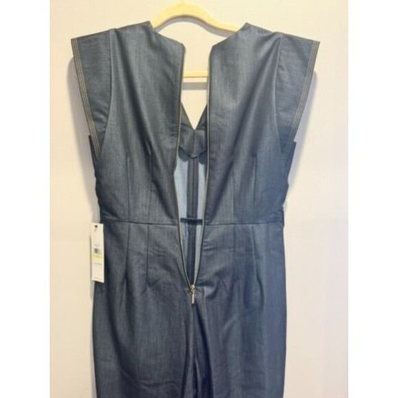 NWT Calvin Klein Wms Sleeveless Denim Jumpsuit Sz 4 V-Neck Back Zip $139 READ - Picture 7 of 7